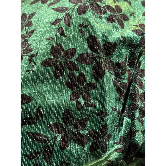 Unique Vintage Green Floral Sparkle Velvet Dress XS 2 NWOT - Picture 3 of 3